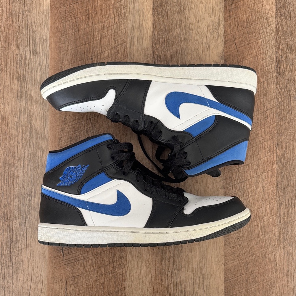 Nike Air Jordan 1 Mid - Black/White/Blue - Size 10.5